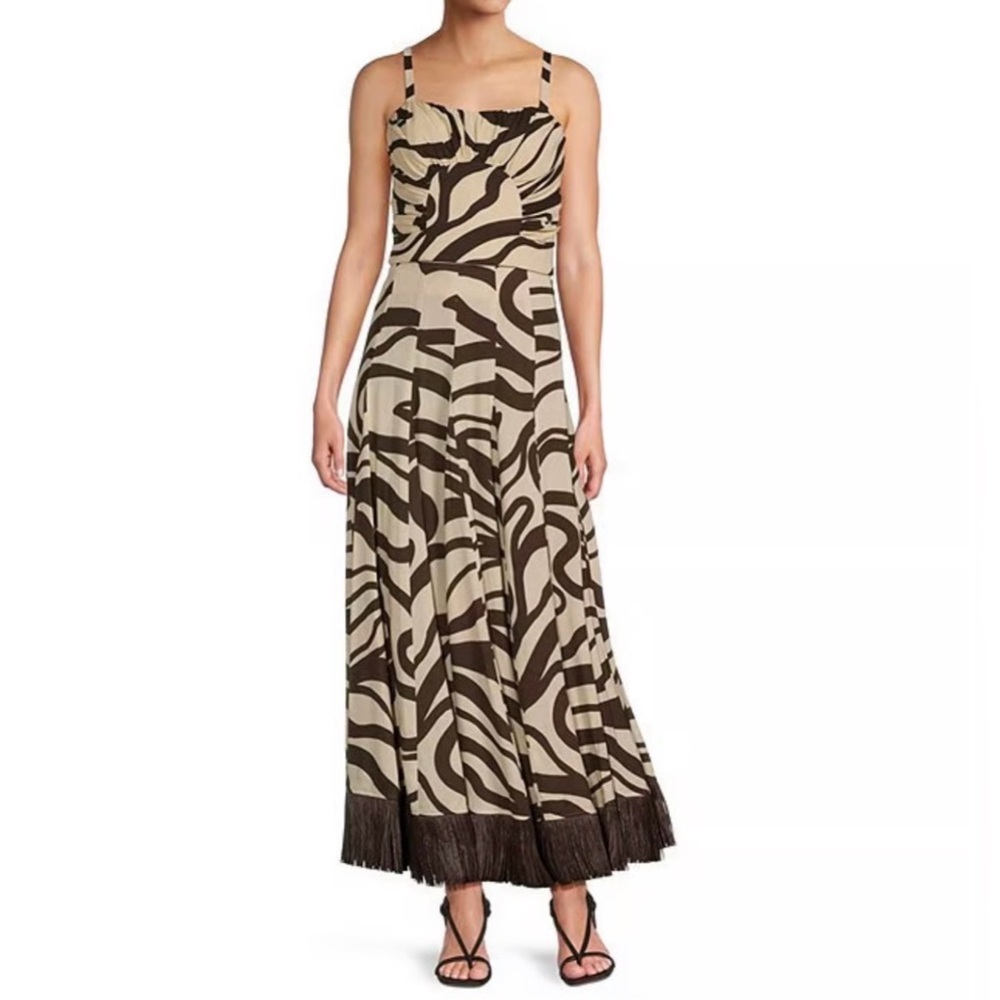 Antonio Melani MG Style Somers Linen Blend Swirl Pattern Maxi Raffia Skirt Set - Picture 3 of 16